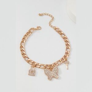 Gold link chain anklet bracelet
